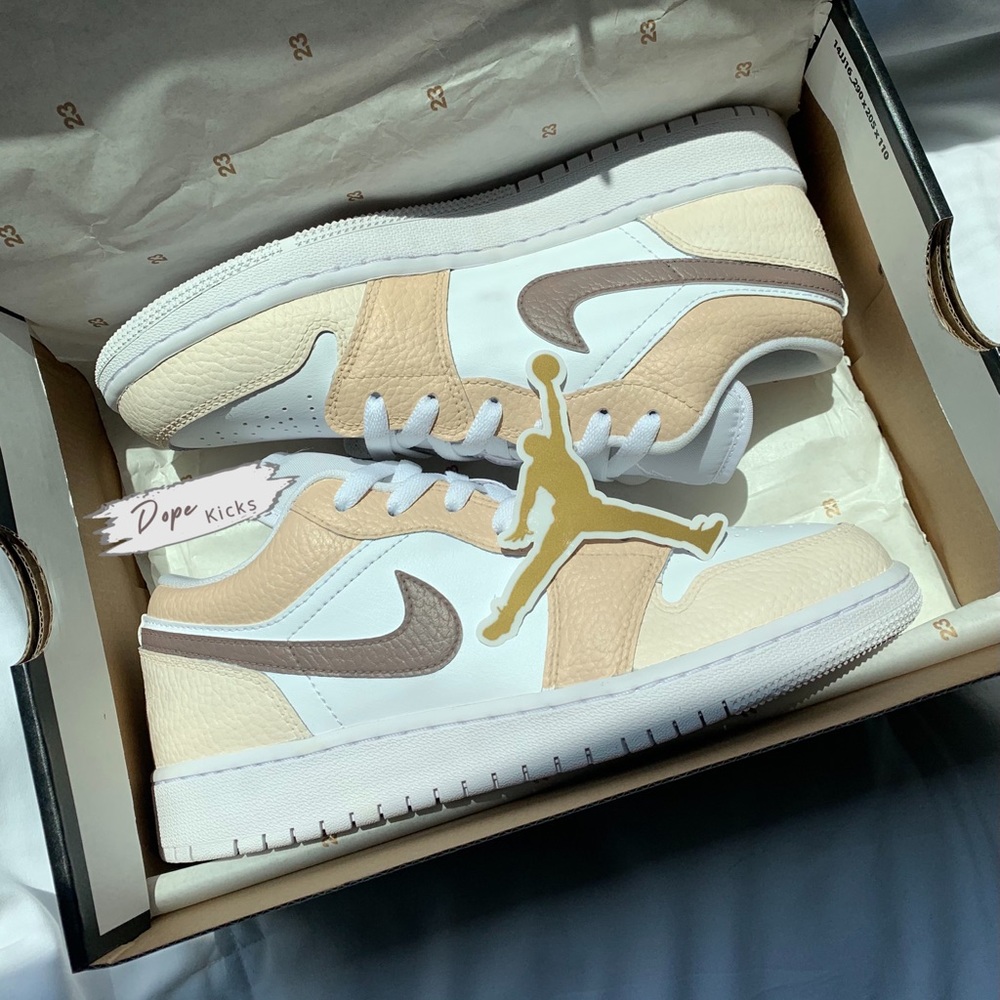 Brown and Tan Custom Air Jordan 1 Lows